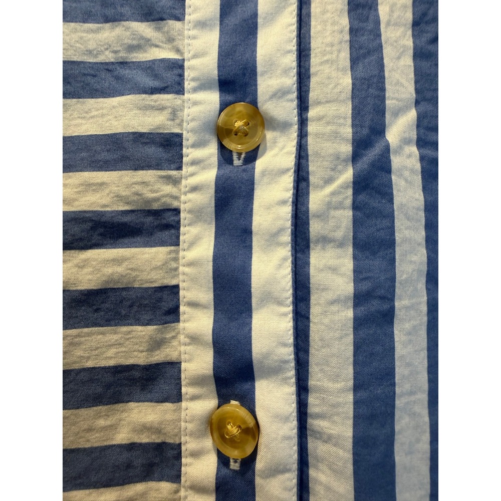 Banana Republic Womens Blue White Mixed Stripe Button Back Short Sleeve Blouse M - Picture 4 of 4